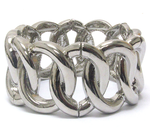 Thick metal chain link stretch bracelet