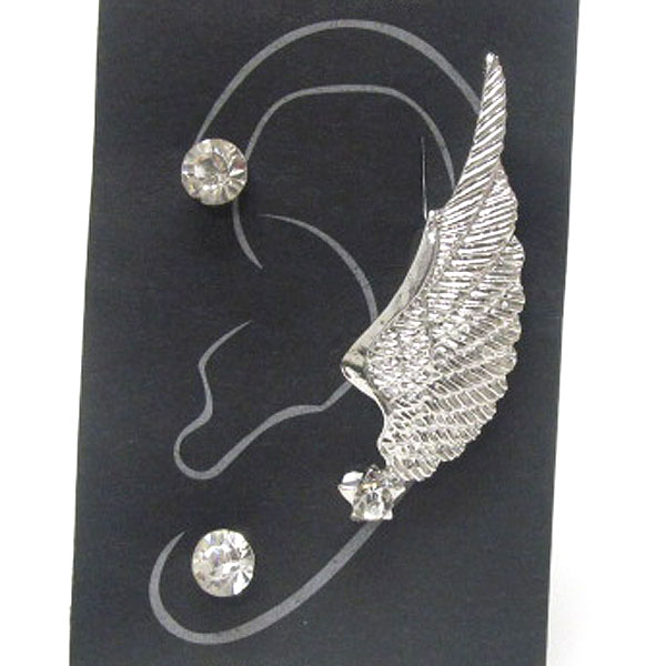 Crystal deco angel wing ear cuff or hook