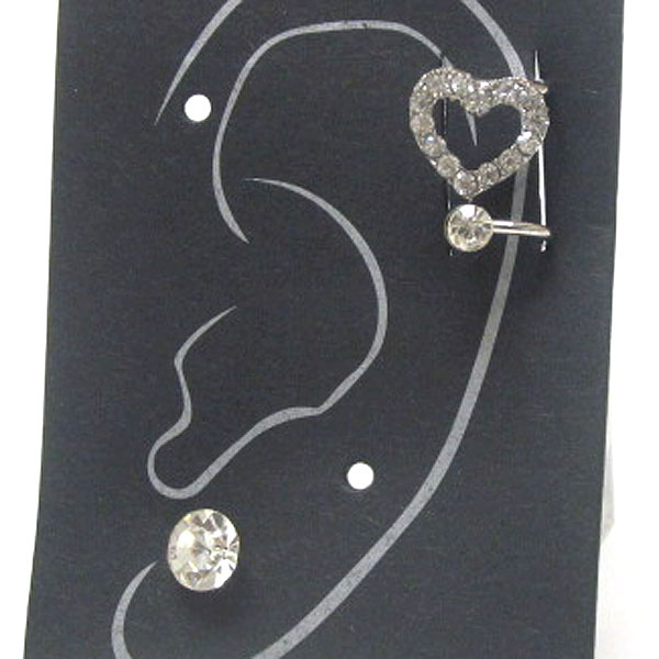 Crystal heart ear hook 