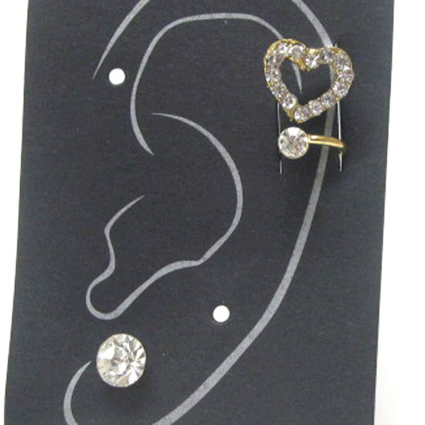 Crystal heart ear hook 