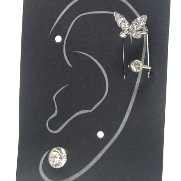 Crystal butterfly ear hook