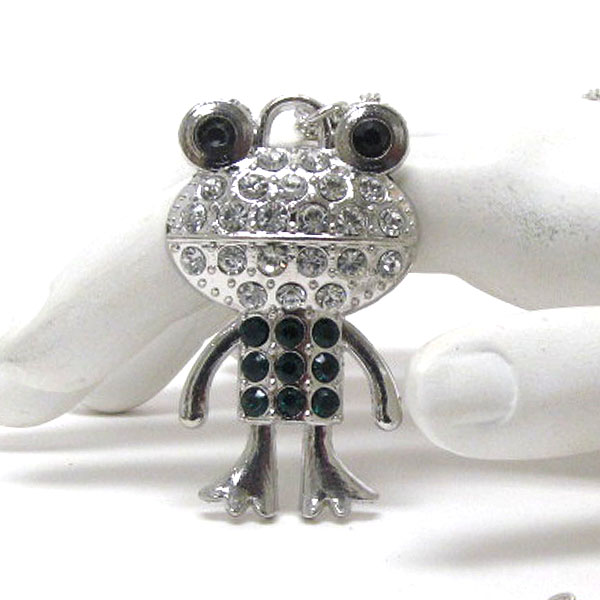 Crystal deco frog pendant necklace