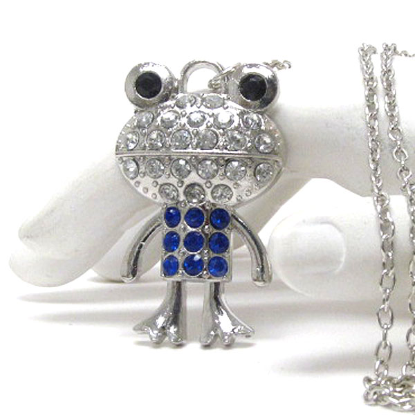 Crystal deco frog pendant necklace