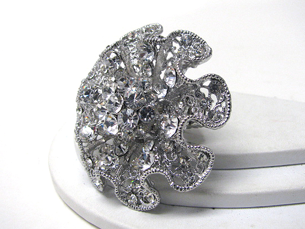 Crystal stud large flower stretch ring