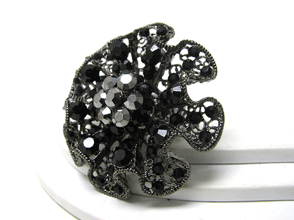 Crystal stud large flower stretch ring