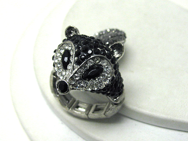 Crystal stud fox head and tail stretch ring