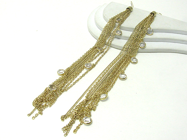 Multi chain drop and acrylic beads accent tassel earrings