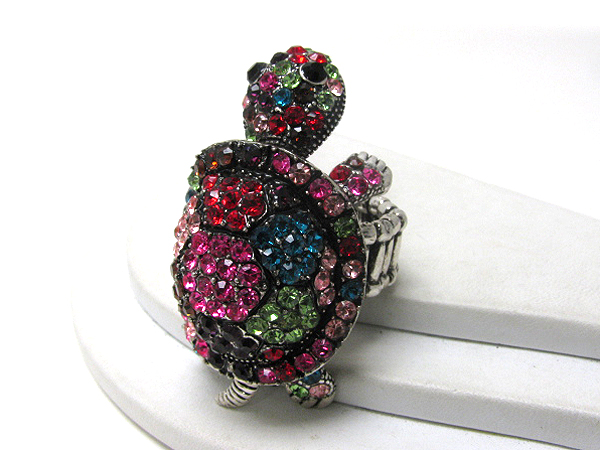 Crystal stud turtle stretch ring