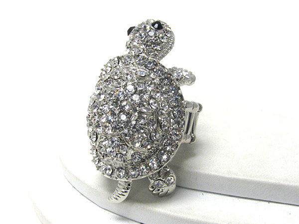 Crystal stud turtle stretch ring