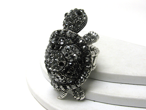 Crystal stud turtle stretch ring