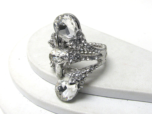 Multi crystal and facet glass deco party stretch ring