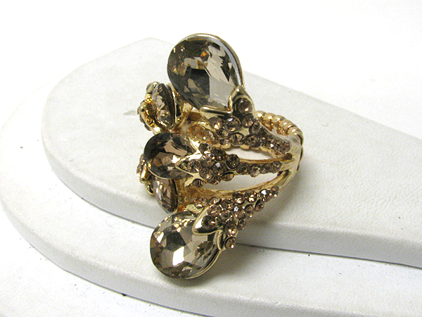 Multi crystal and facet glass deco party stretch ring