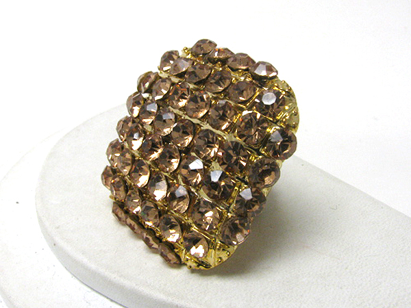 Multi crystal stud large square stretch ring