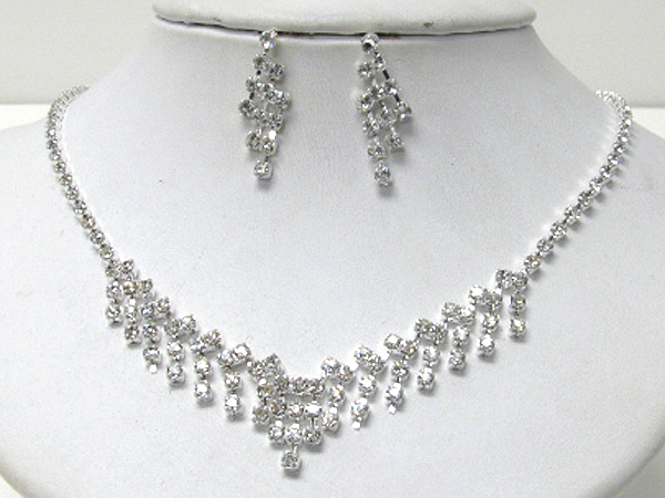 Rhinestone party necklace earring set