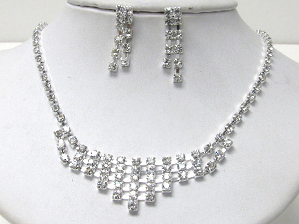 Rhinestone party necklace earring set