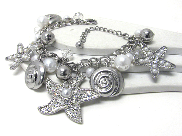 Crystal stud sea life theme bracelet