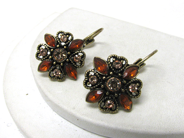 Crystal deco flower french clip earring