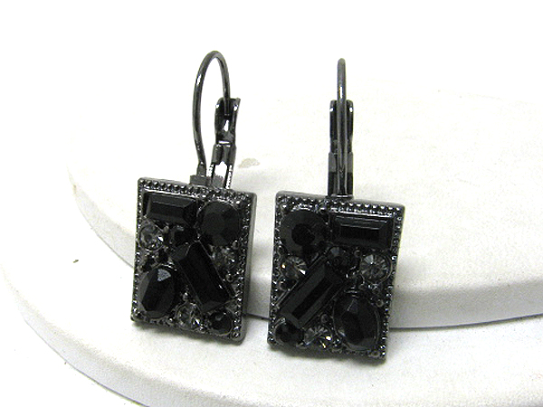 Multi shape crystal deco square french clip earring