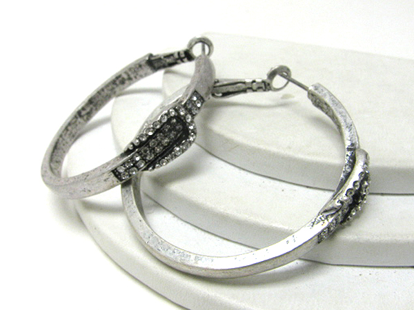 Crystal deco belt hoop earring - hoops