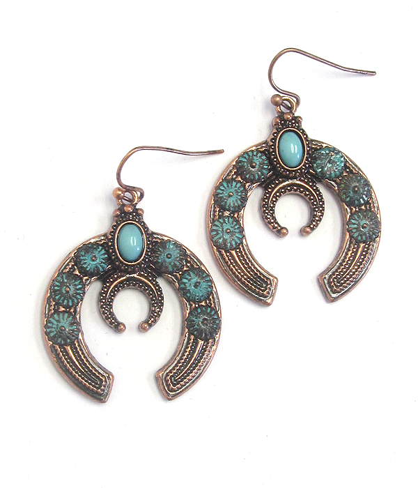 Turquoise squash blossom earring