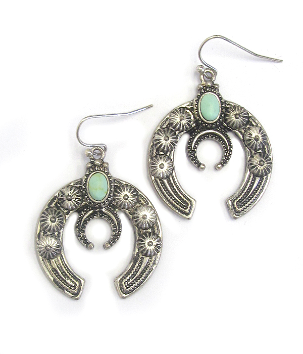 Turquoise squash blossom earring