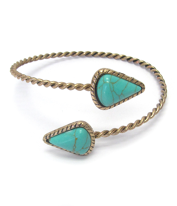 Turquoise triangle wire bangle bracelet