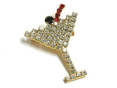 Crystal cocktail brooch or pin