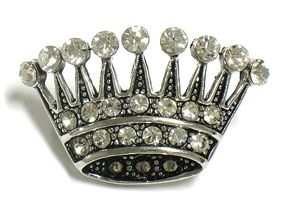 Crystal crown brooch