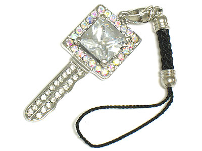 Crystal key cellphone charm