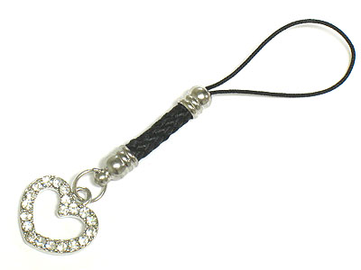 Crystal heart cellphone charm