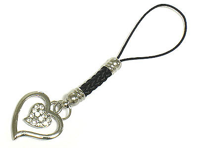 Crystal heart cellphone charm