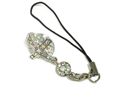 Crystal cross and cubic cellphone charm