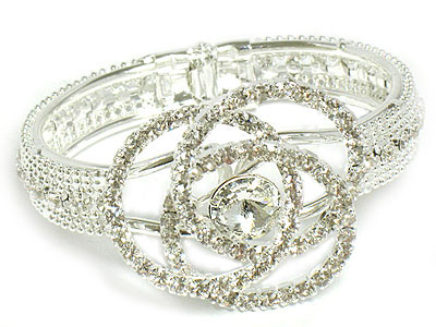 Crystal flower deco hinge style bangle