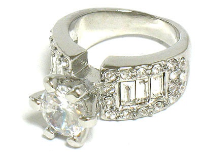 Cubic zirconia and barguette stone ring