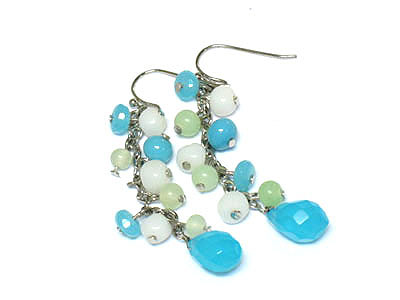 Multi glass beads drop earring