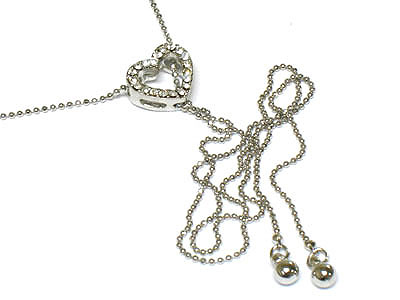 Crystal heart and metal chain necklace