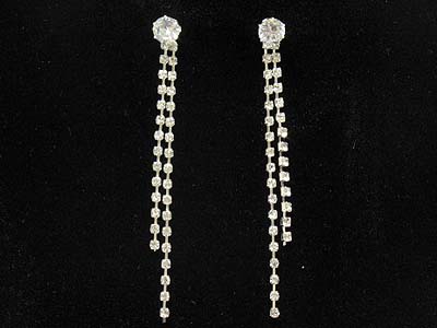 Boutique style crystal stone and double rhinestone dangle earring 