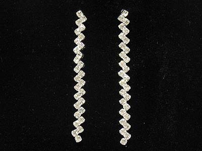 Boutique style rihinestone zigzag pattern long drop earring 