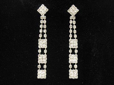 Boutique style rhinestone double line linked drop earring