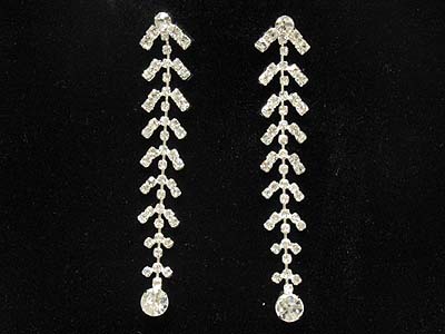 Boutique style rhinestone arrow pattern long drop earring