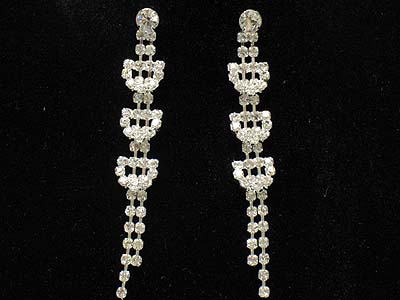 Boutique style rhinestone double line earring