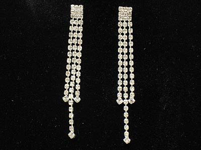 Boutique style rhinestone triple line drop earring