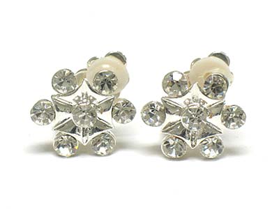 Crystal flower clip on earring