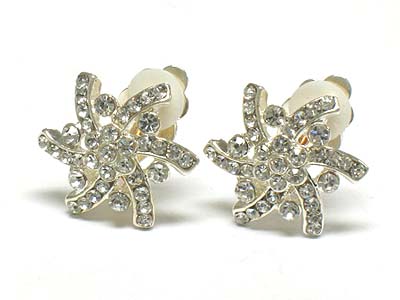 Crystal flower clip on earring