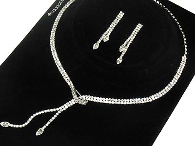 Rhinestone necklace and earring set