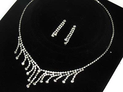 Rhinestone necklace and earring set