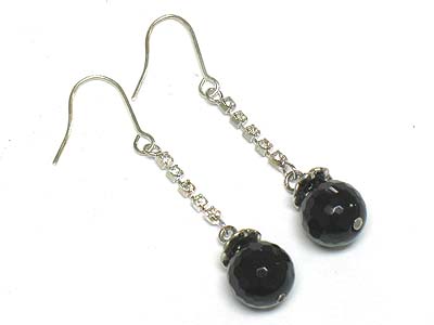 Rhinestone and facet ball drop earring