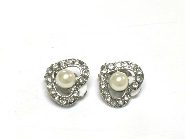 Pearl and crystal clip on earring