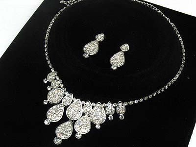 Rhinestone multi dangle style necklace and earring set