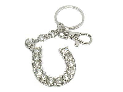 Crystal horse shoe key chain charm